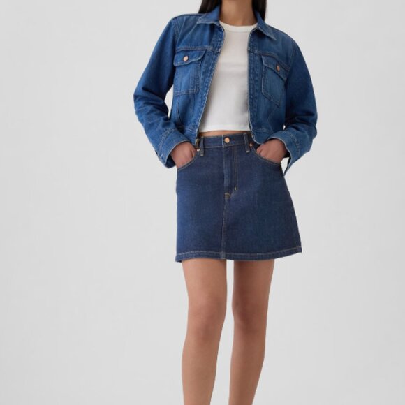 GAP Dark Denim Mini Skirt - 32 (L/XL) - Picture 1 of 2